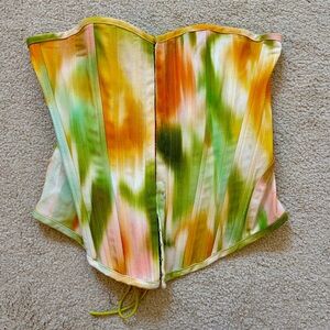 Tiger Mist Orange and Green Tie Die Corset
